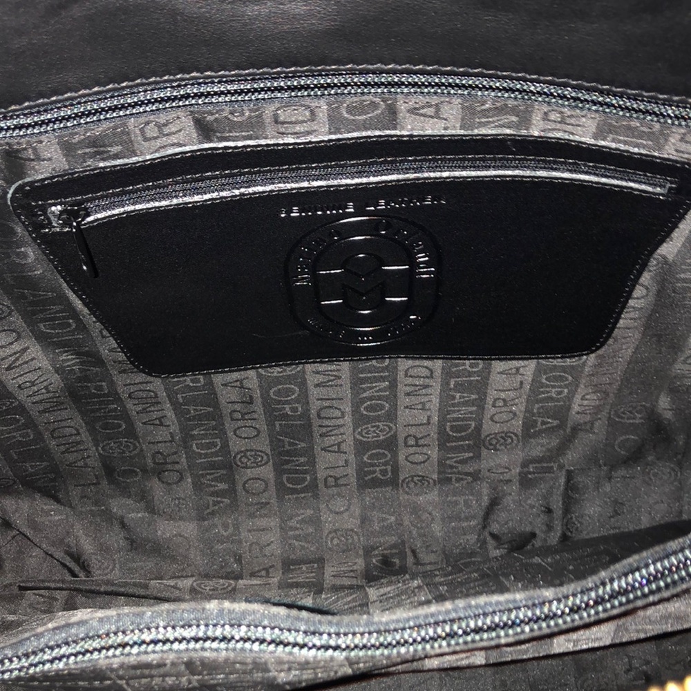 NWT-Marino Orlandi-Embossed Leather Satchel-Black-Tropical 🌺 Flowers-Italian 🇮🇹 - Picture 12 of 16